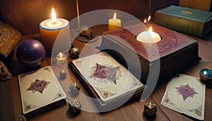 Mysterious Occult Books and Tarot Cards