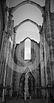 Mysterious old ruins of cathedral in Porto