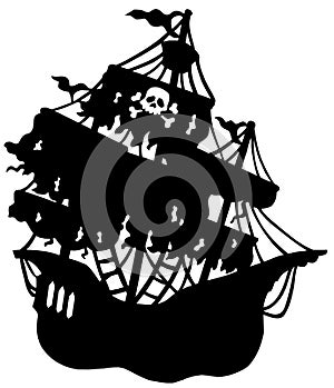 Mysterious pirate ship silhouette