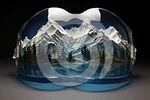 Mysterious Reflexion mountains mask light. Generate ai