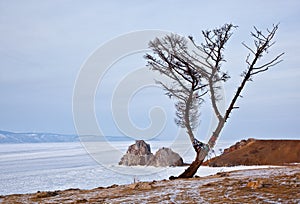 Mysterious rock Shamanka of Olkhon Island on Lake Baikal