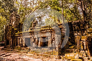 Mysterious ruins of ancient Ta Prohm temple