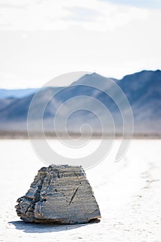 The mysterious Sailing Stone at the Racetrack in Death Valley California.