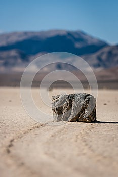 The mysterious Sailing Stone at the Racetrack in Death Valley California.