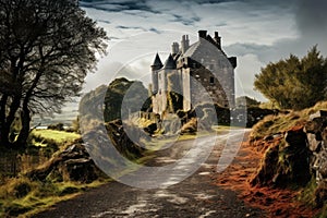 Mysterious Scot scottish castle. Generate Ai photo