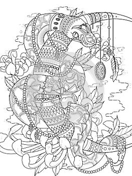 Mysterious snake adult coloring page