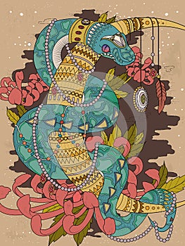 Mysterious snake adult coloring page