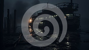 Mysterious Sovietwave Ship In The Night - Hyper-realistic Cryengine Art