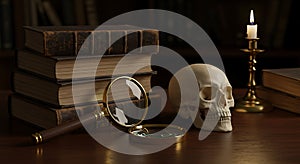 A mysterious still life of study and mortality