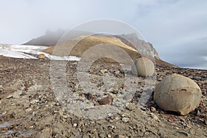 Mysterious stones of Champ Island in Arctic