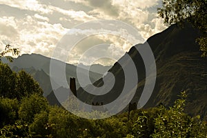 Mysterious towers in a valley, sichuan