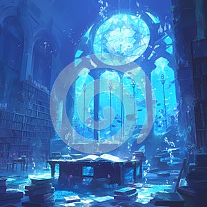 Mysterious Underwater Library - Perfect for Narratives, Myths & Legends.