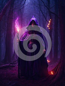 A mysterious witch cloaked in purple chaos energy