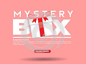 Mystery box simple modern clean big text web template with call to action claim yours button vector concept