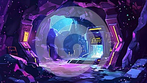 Mystery Cave with Sci-Fi Building