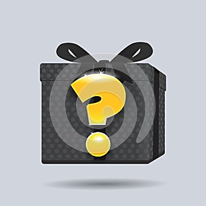 Mystery gift silhouette with glowing question mark vector illustration