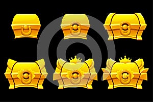 The mystery golden chest. Level UP icons for UI 2D game