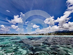 Mystery island, Ocean, blue sky and clouds @ Vanuatu