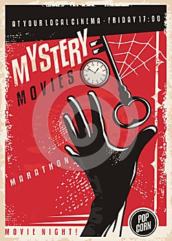 Mystery movies marathon retro cinema poster design