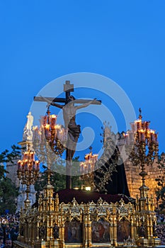 Mystery Passage of the Brotherhood of Santa Cruz in the Holy Week of Seville, Spain.