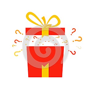 Mystery prize gift box icon photo