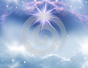 Mystic abstract magic angelic spiritual religious blue background