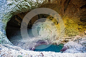 Mystic deep water hole in rocks in Fontaine-de-vaucluse, source