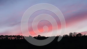 Mystic evening sky scenery over a mountaintop