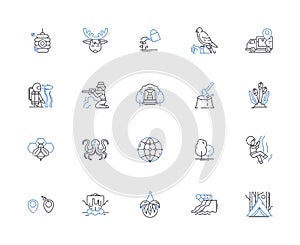 Mystic forest line icons collection. Enigmatic, Mysterious, Ethereal, Enchanted, Mystic, Secretive, Magical vector and