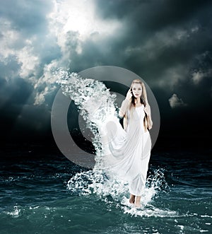 Mystic Goddess in Stormy Sea