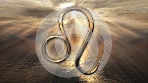 Mystic golden zodiac horoscope Leo symbol. 3D rendering photo