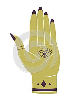Mystic Hamsa hand for good fortune, magic symbol