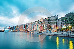 Mystic landscape of the harbor with colorful houses in the boats