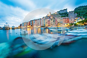 Mystic landscape of the harbor with colorful houses in the boats