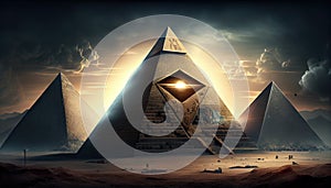 Mystic pyramids, mason free society concept