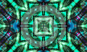Mystic sign kaleidoscope, Seamless crossing lines pattern. Green Cross kaleidoscope