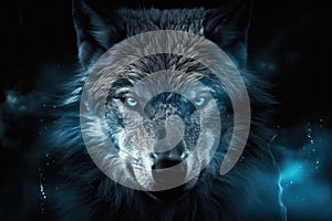 mystic wolf portrait AI generated