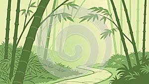 Mystical Bamboo Forest Path Vector Illustration Generative AI