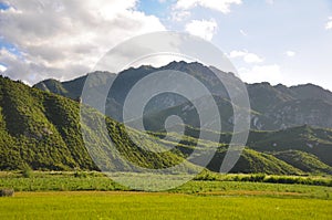 Mystical and beautiful mountain ranges and empty scenery with lush green describe the general countryside in North-Korea