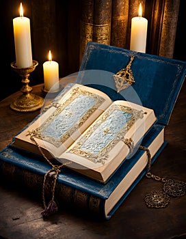 Mystical Book with Blue Essence