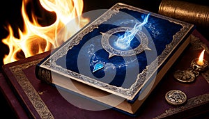 Mystical Book with Blue Essence