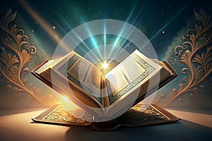 Mystical Book Radiating Light with Ornate Patterns