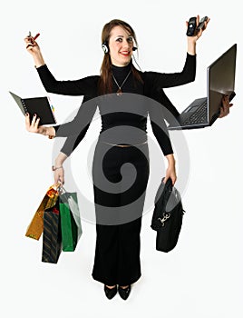 Mystical Businesswoman in a multitask mode