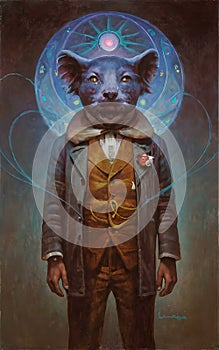 Mystical Canine Commander (surreal artwork)