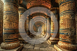 The Mystical Corridor of an Egyptian Temple