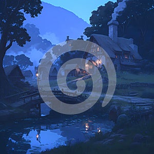 Mystical Cottage Nightscape