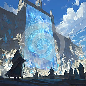 Mystical Crystalline Energy Portal in Fantasy Landscape