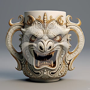 Mystical Demon Mug - Asian-inspired 3d Rendered Mug With Realistic Details