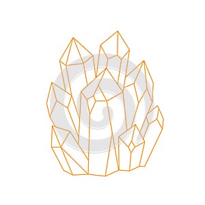 Mystical, esoteric and healing crystals. Linear art. Editable strocks. Vector illustration