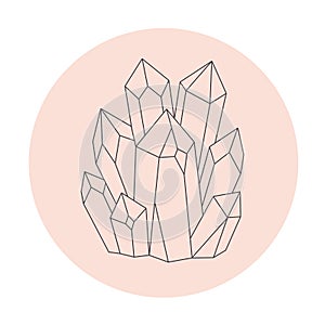 Mystical, esoteric and healing crystals. Linear art. Editable strocks. Vector illustration